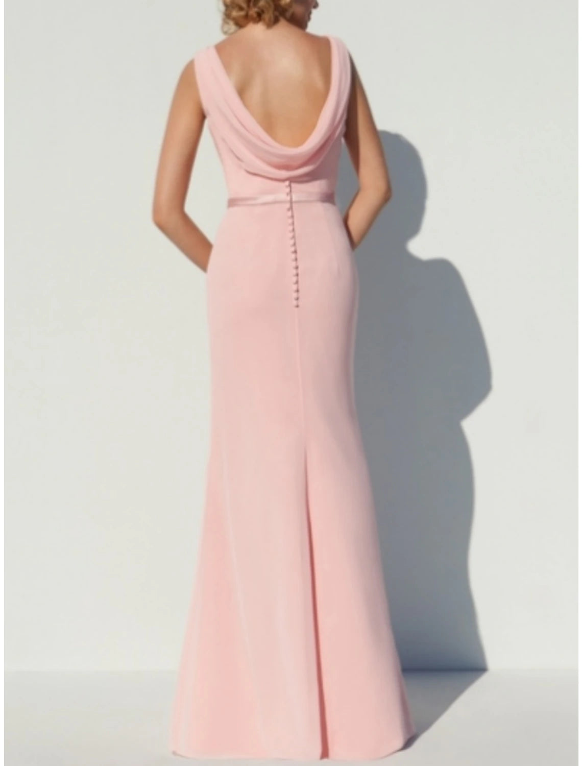Wholesale A-Line Bridesmaid Dress Scoop Neck Sleeveless Elegant Floor Length Chiffon with Split Front / Crystal Brooch / Ruching